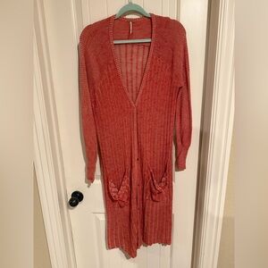 Free People shadow Rust Ribbed Knit cardigan